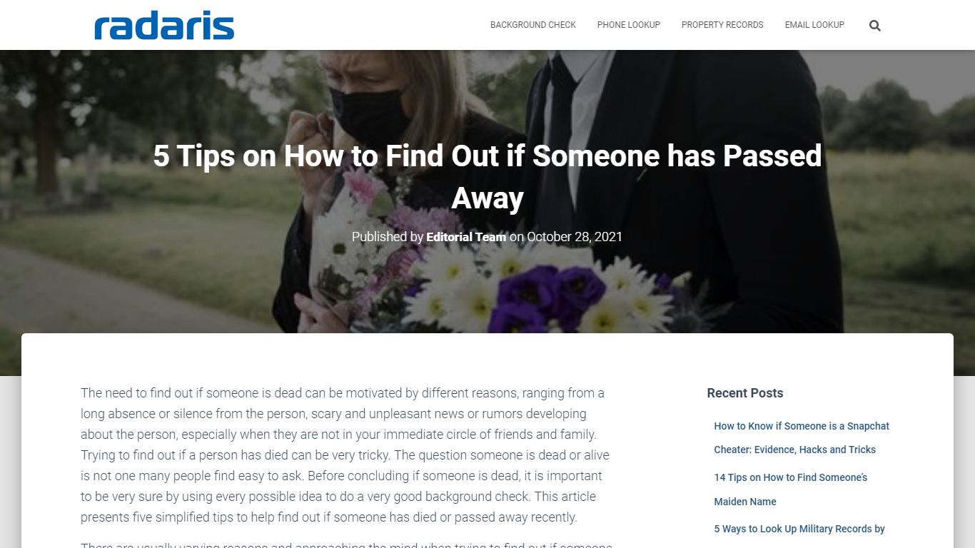 5 Tips on How to Find Out if Someone has Passed Away - Radaris